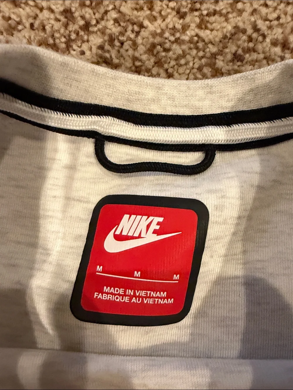 Nike Tech Men's Heather Light Gray Crewneck Sweatshirt with Black Logo